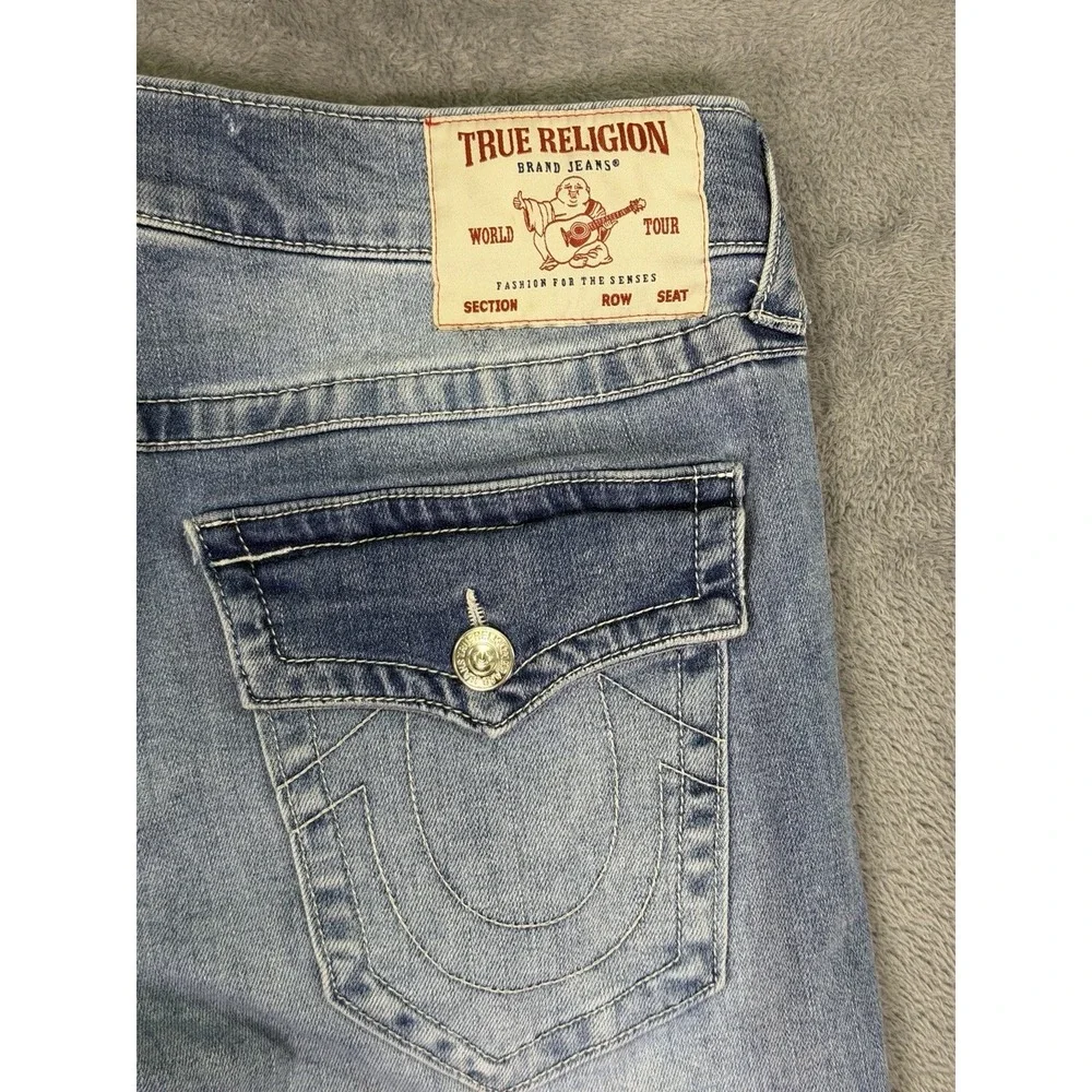True Religion Jeans Mens 33x34** Blue Ricky Relaxed Straight Flap‎ Pocket Denim